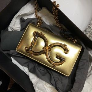 Dolce Gabbana DG Girl gold small purse
